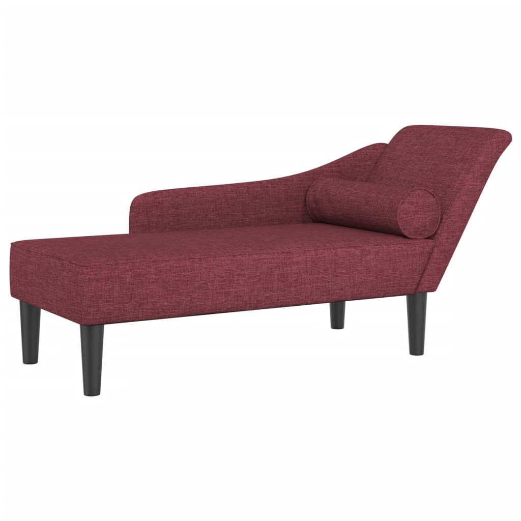 Chaise Lounge con Cuscini Rosso Vino in Tessuto