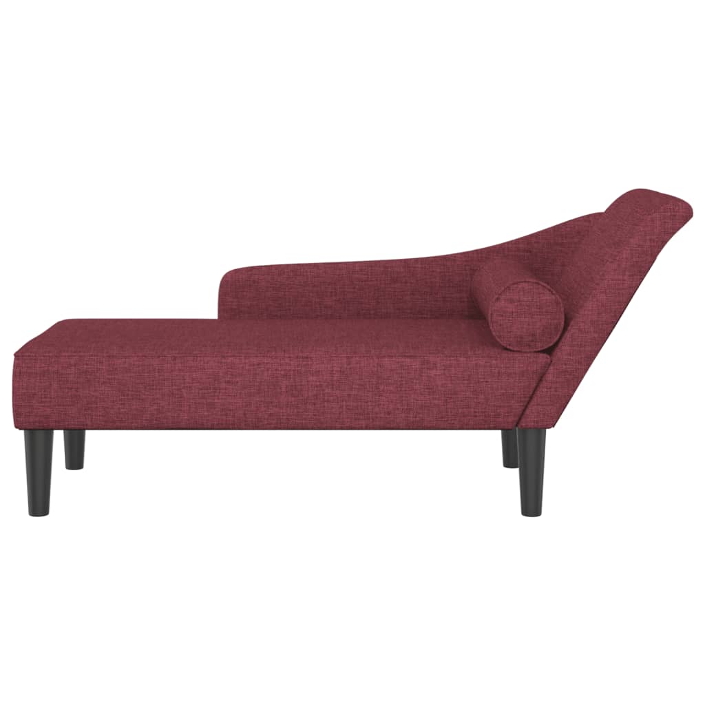 Chaise Lounge con Cuscini Rosso Vino in Tessuto