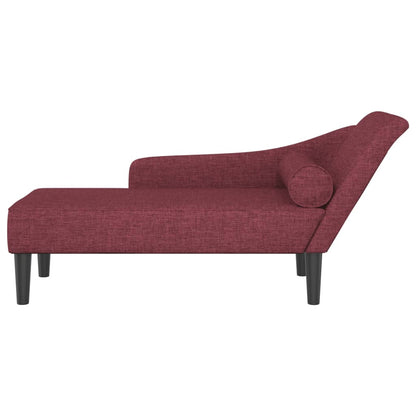 Chaise Lounge con Cuscini Rosso Vino in Tessuto