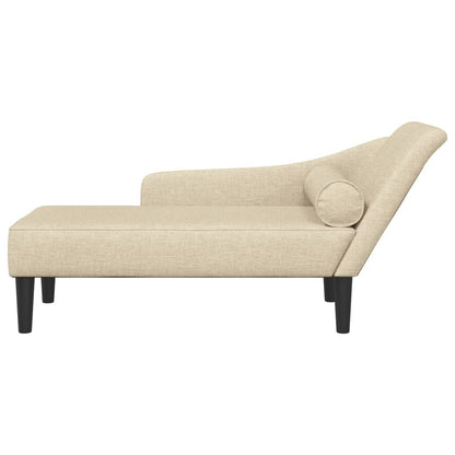 Chaise Longue con Cuscini Crema in Tessuto