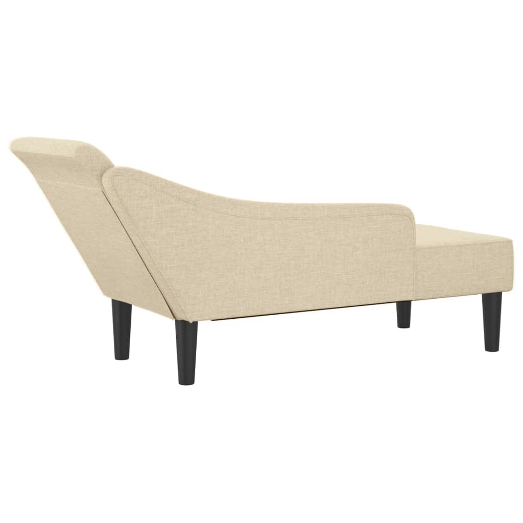 Chaise Longue con Cuscini Crema in Tessuto