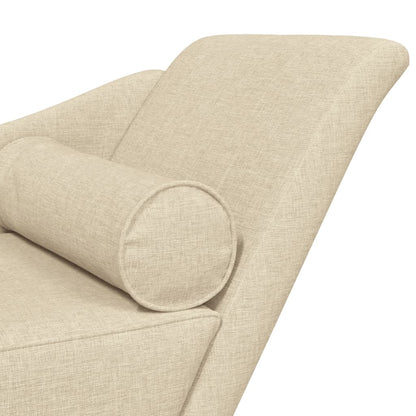 Chaise Longue con Cuscini Crema in Tessuto