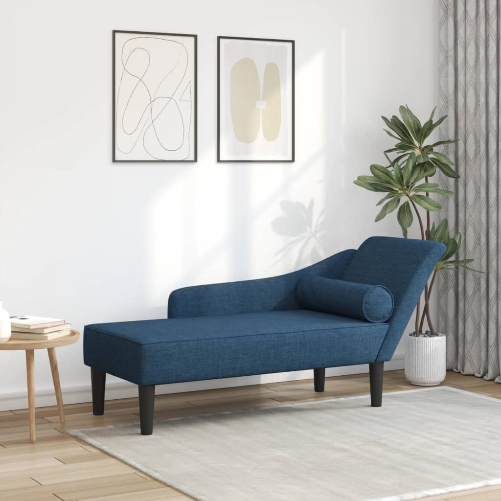 Chaise Longue con Cuscini Blu in Tessuto - homemem39
