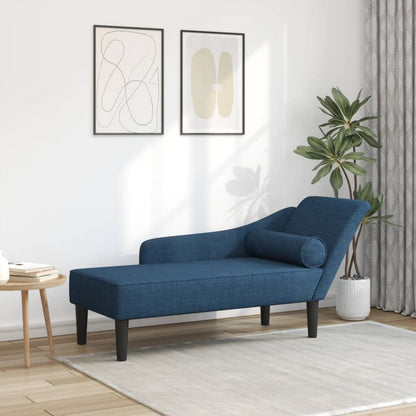 Chaise Longue con Cuscini Blu in Tessuto - homemem39