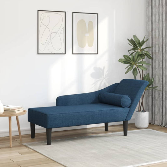 Chaise Longue con Cuscini Blu in Tessuto - homemem39