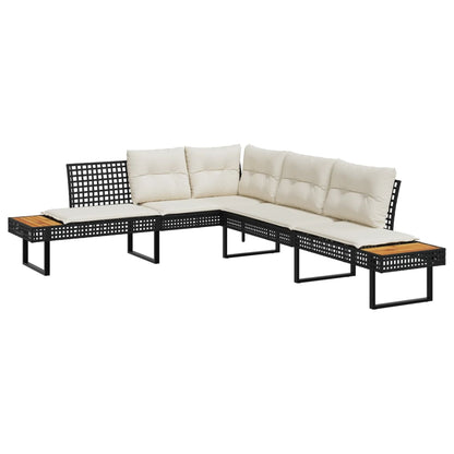 Set Divani da Giardino 2 pz con Cuscini Nero Polyrattan e Vetro - homemem39