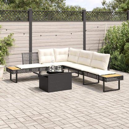 Set Divani da Giardino 2 pz con Cuscini Nero Polyrattan e Vetro - homemem39