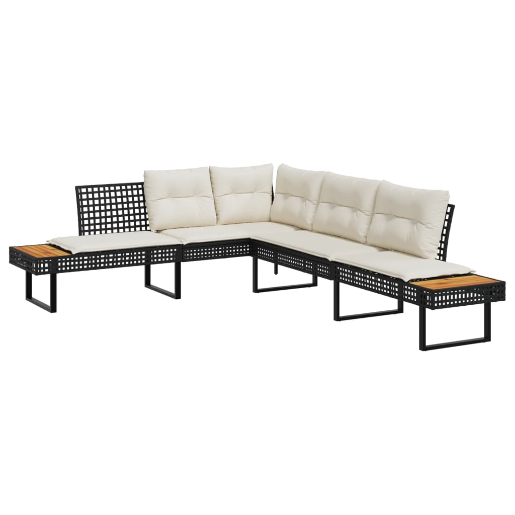 Set Divani da Giardino 2 pz con Cuscini Nero Polyrattan e Vetro - homemem39