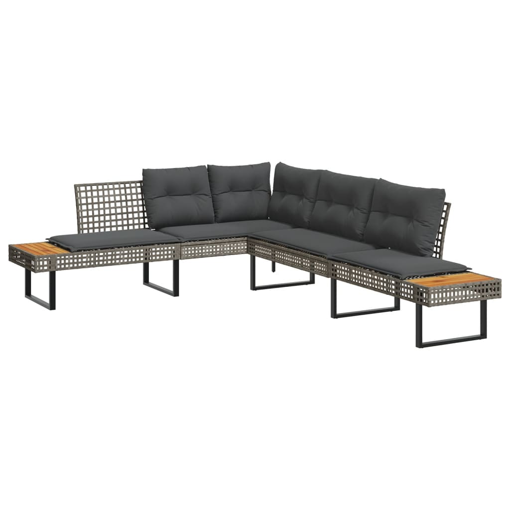Set Divani da Giardino 2pz con Cuscini Grigio Polyrattan Acacia | homemem39