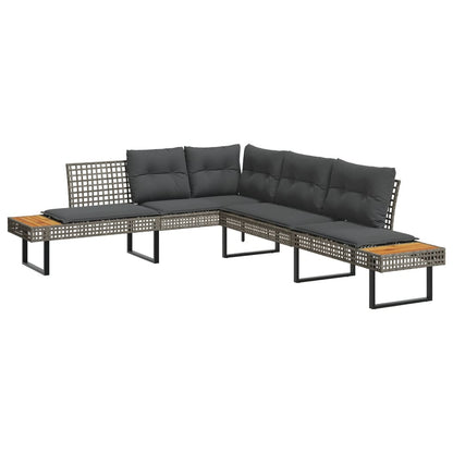 Set Divani da Giardino 2pz con Cuscini Grigio Polyrattan Acacia | homemem39