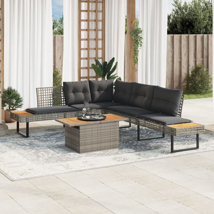 Set Divani da Giardino 2pz con Cuscini Grigio Polyrattan Acacia - homemem39