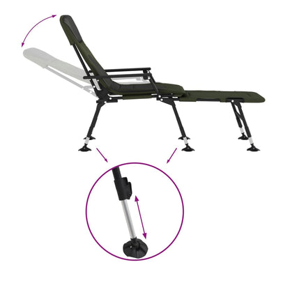 Lettino da Pesca Gambe Anti Fango Regolabili Pieghevole Verde - homemem39