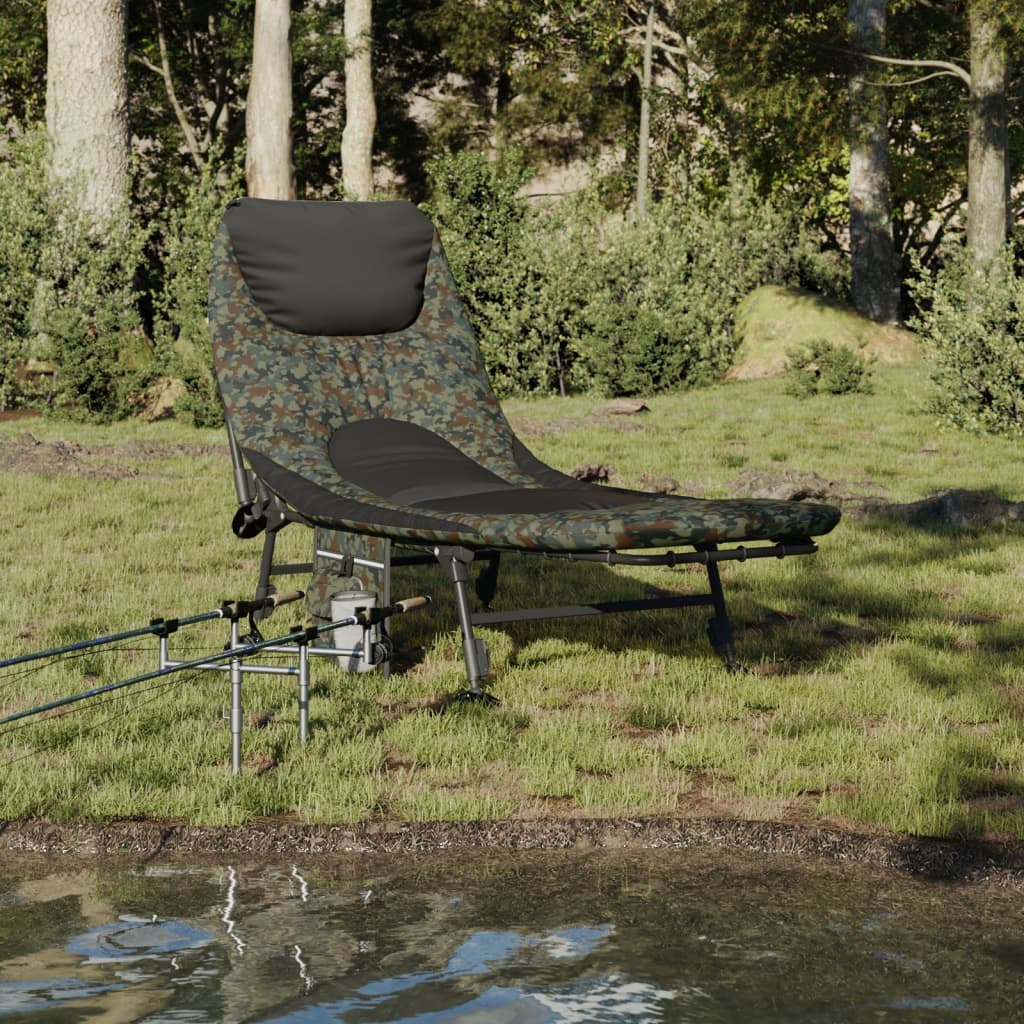 Fishing Bed with Adjustable Anti-Mud Legs and Folding in Camouflage