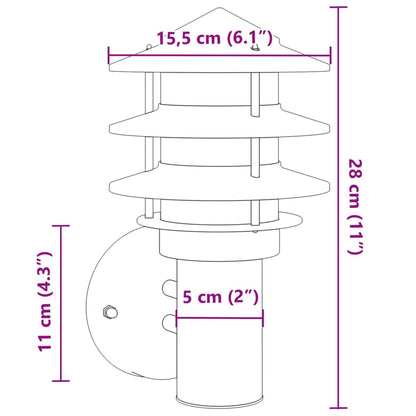 Applique da Esterno 2 pz Argento in Acciaio Inossidabile