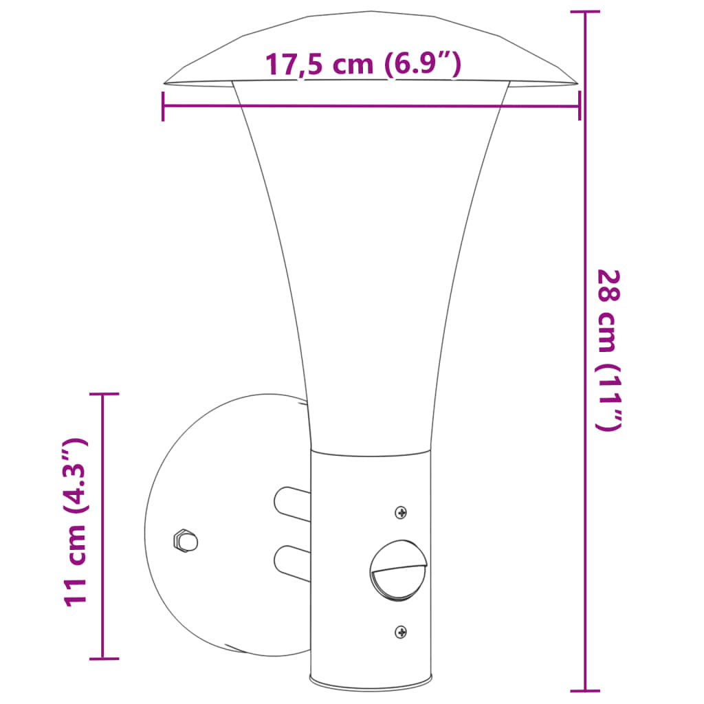 Outdoor Applique with Sensor 2 pcs Black in Stainless Steel