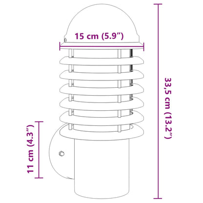 Applique da Esterno 2 pz Nere in Acciaio Inossidabile