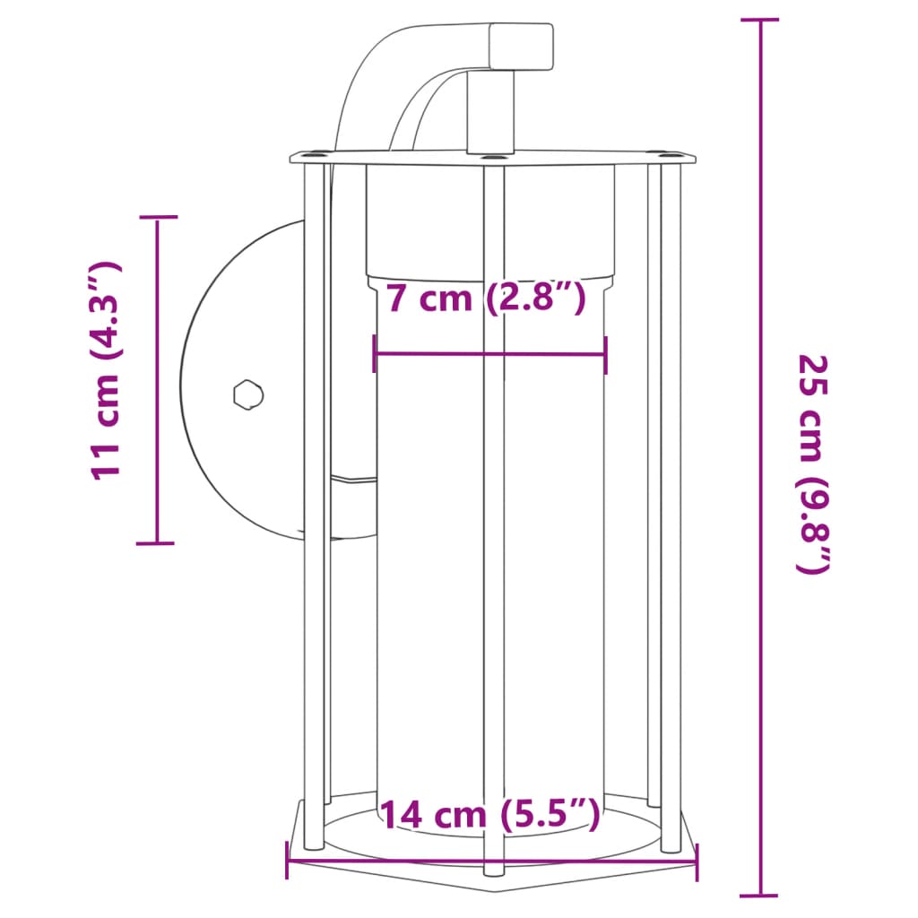 Applique da Esterno 2 pz Nere in Acciaio Inossidabile | homemem39