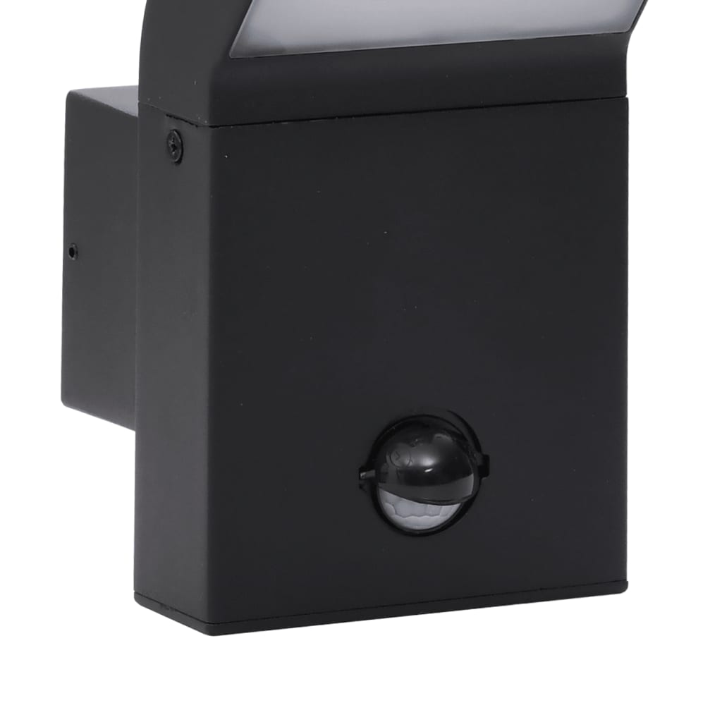 Wall Lamp with LED and Sensor 2 pcs Black in Die Cast Aluminium