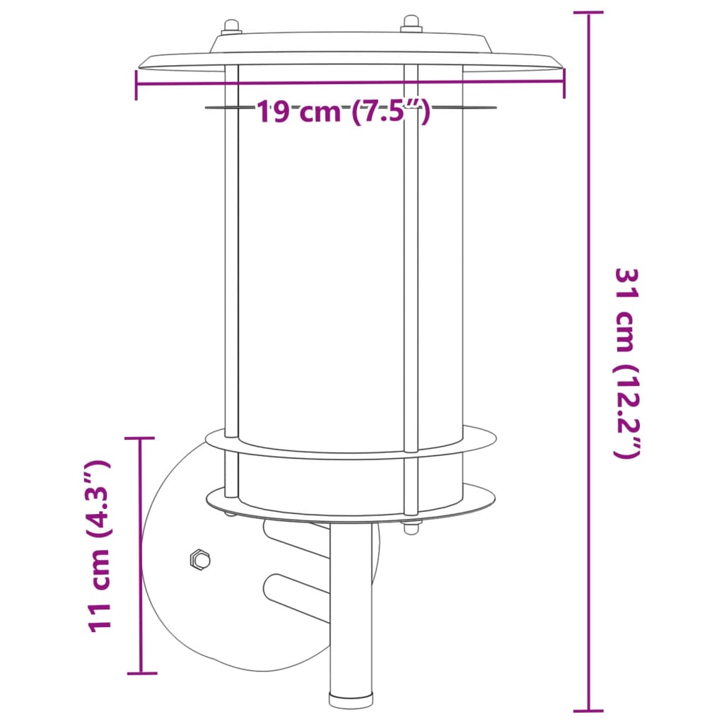 Applique da Esterno 2 pz Argento in Acciaio Inossidabile