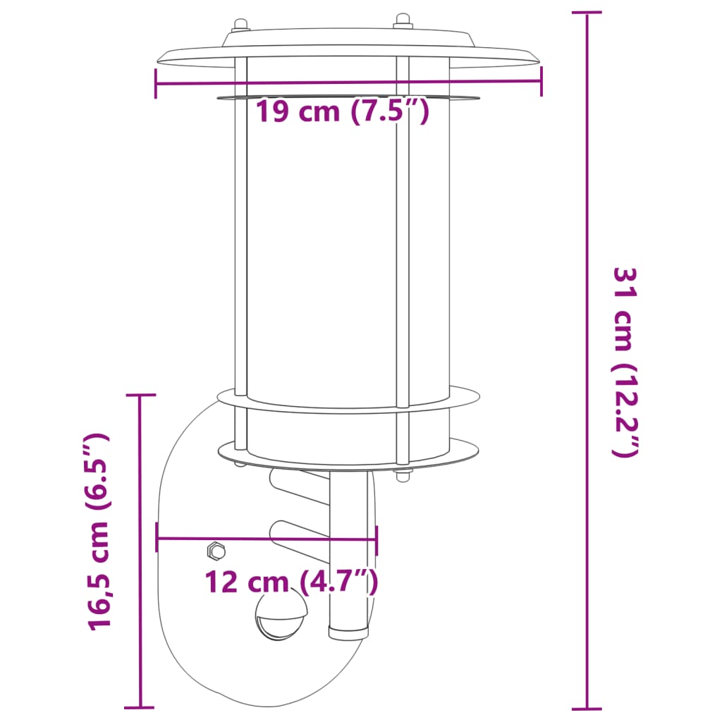 Applique per Esterno con Sensore 2 pz Nere in Acciaio Inox