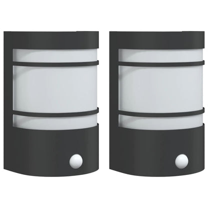 Applique per Esterno con Sensore 2 pz Nere in Acciaio Inox - homemem39
