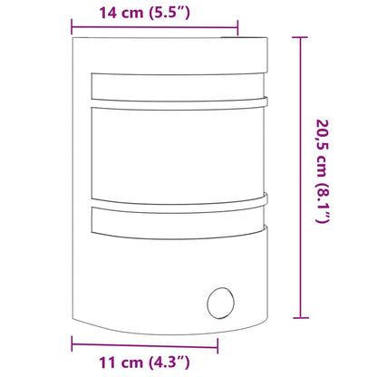 Applique per Esterno con Sensore 2 pz Nere in Acciaio Inox