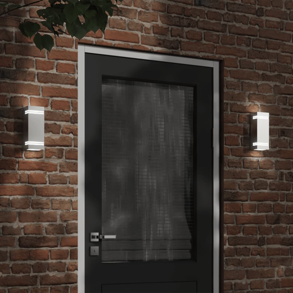 Applique da Esterno 2 pz Argento in Acciaio Inossidabile - homemem39