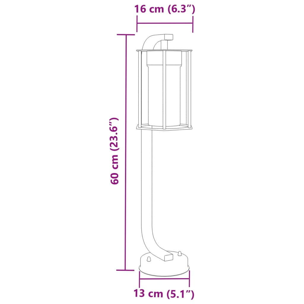 Lampada da Terra per Esterni Nera 60 cm in Acciaio Inox - homemem39