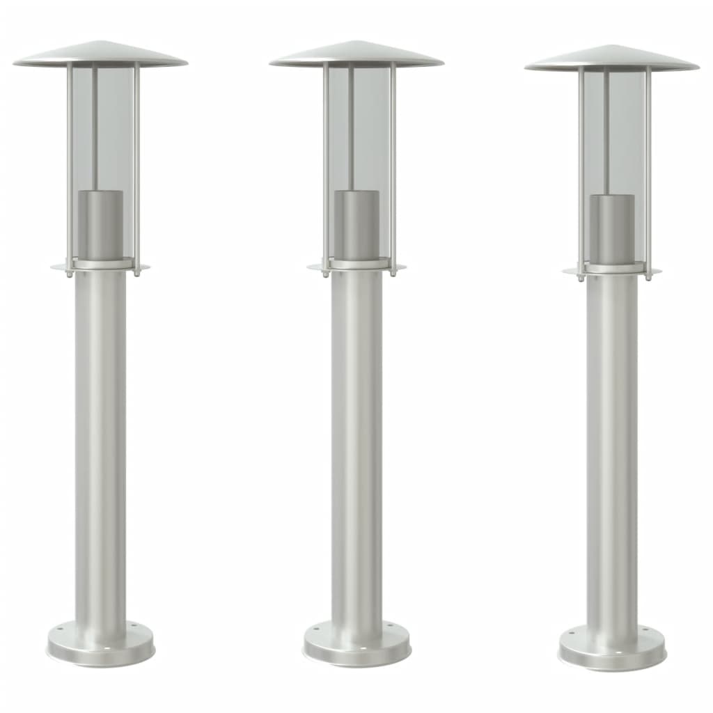 Outdoor Floor Lamps 3 pcs Silver 60 cm in Stainless Steel