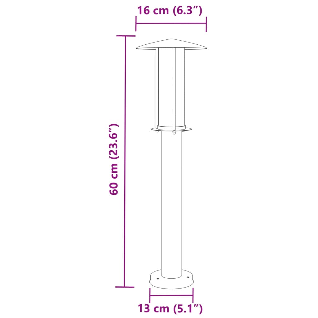 Lampade da Terra per Esterni 3 pz Argento 60 cm in Acciaio Inox - homemem39