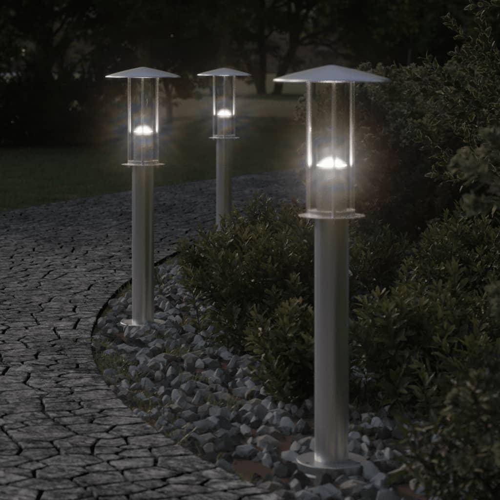 Outdoor Floor Lamps 3 pcs Silver 60 cm in Stainless Steel