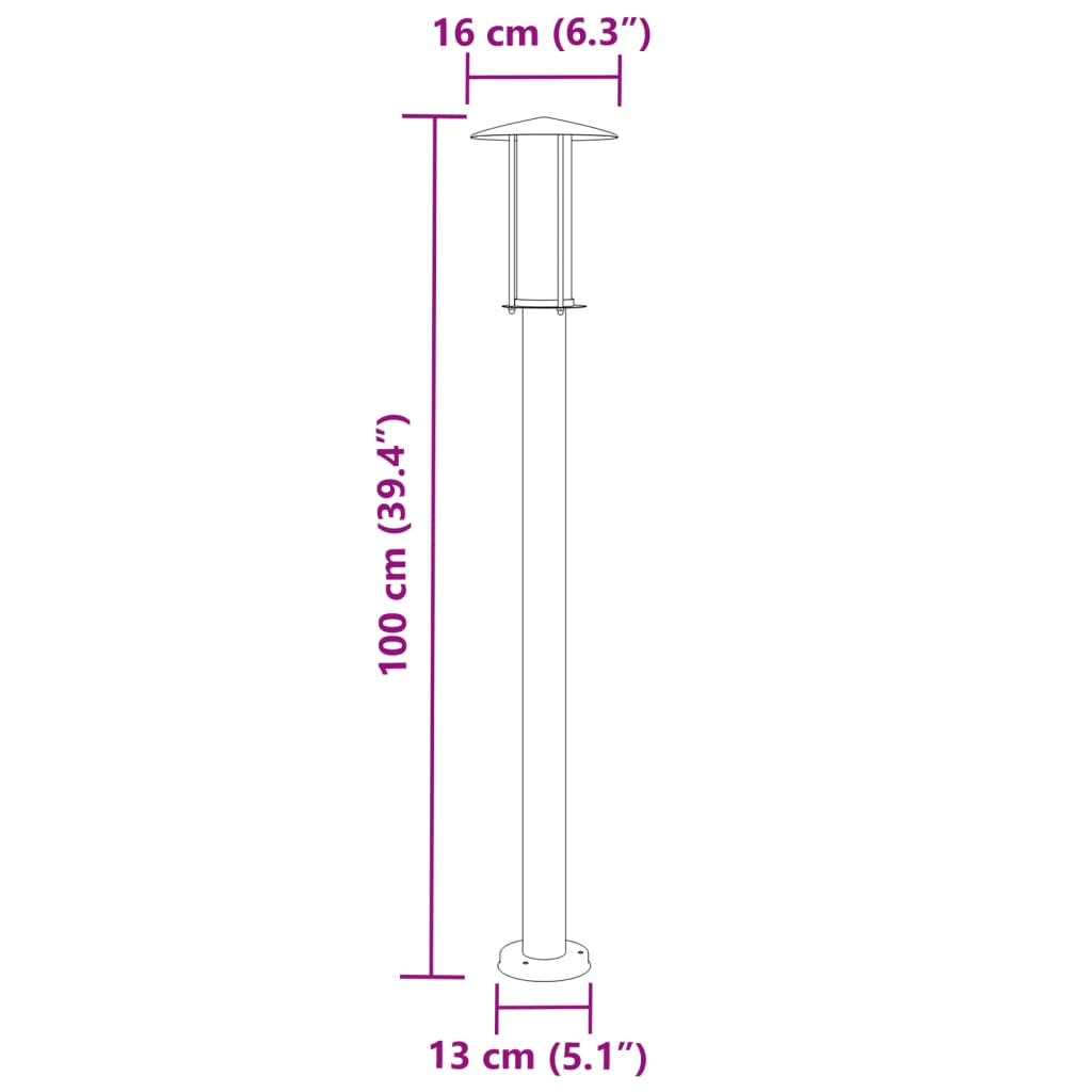 Lampada da Terra per Esterni Argento 100 cm in Acciaio Inox