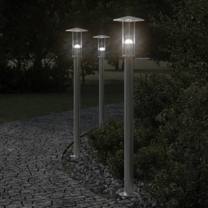 Silver Outdoor Floor Lamp 100 cm in Stainless Steel