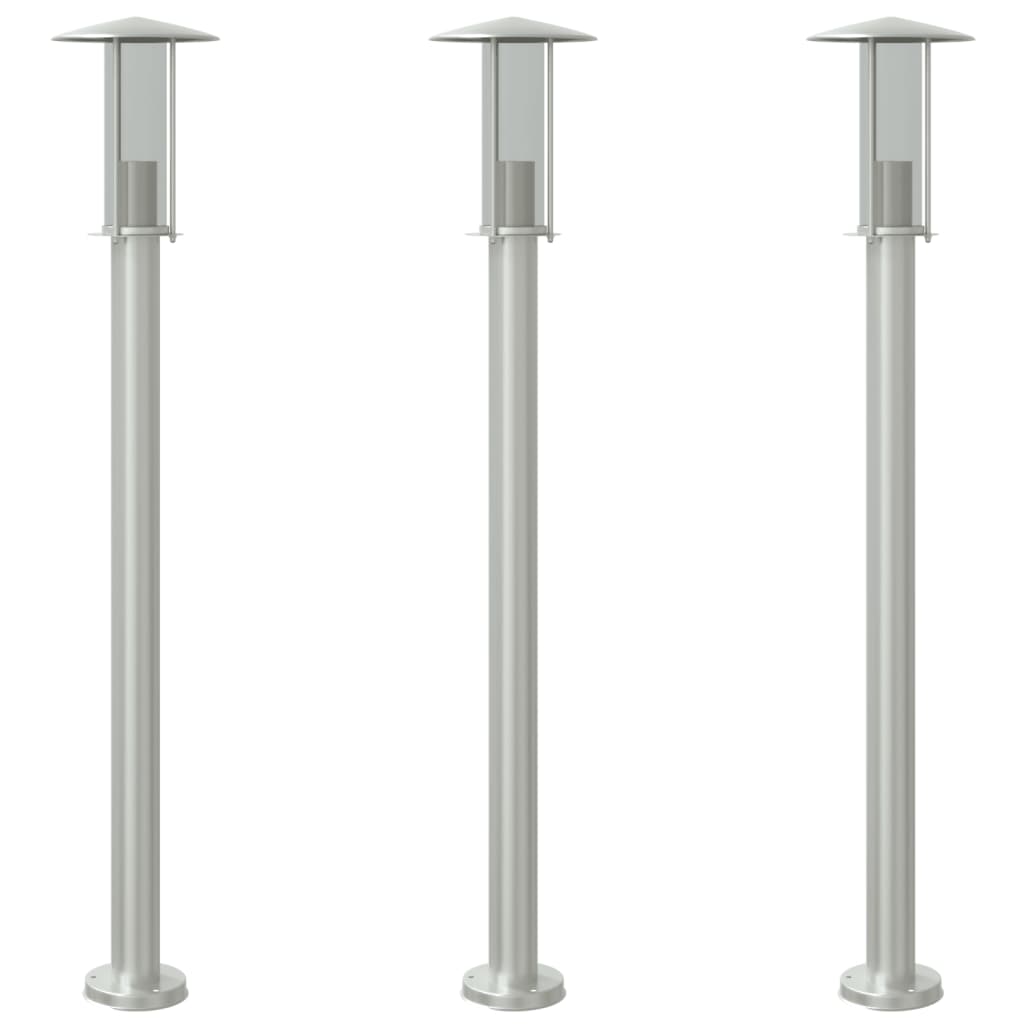 Lampade da Terra per Esterni 3 pz Argento 100cm in Acciaio Inox - homemem39