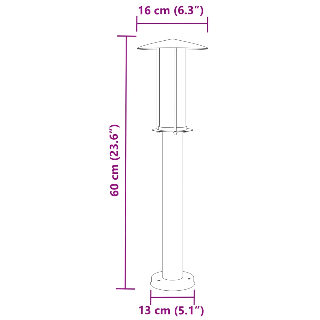 Lampade da Terra per Esterni 3 pz Nere 60 cm in Acciaio Inox