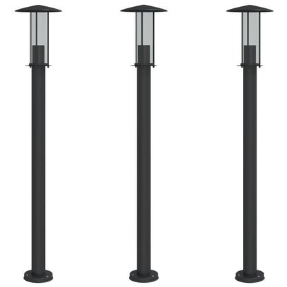 Outdoor Floor Lamps 3 pcs Black 100 cm in Stainless Steel