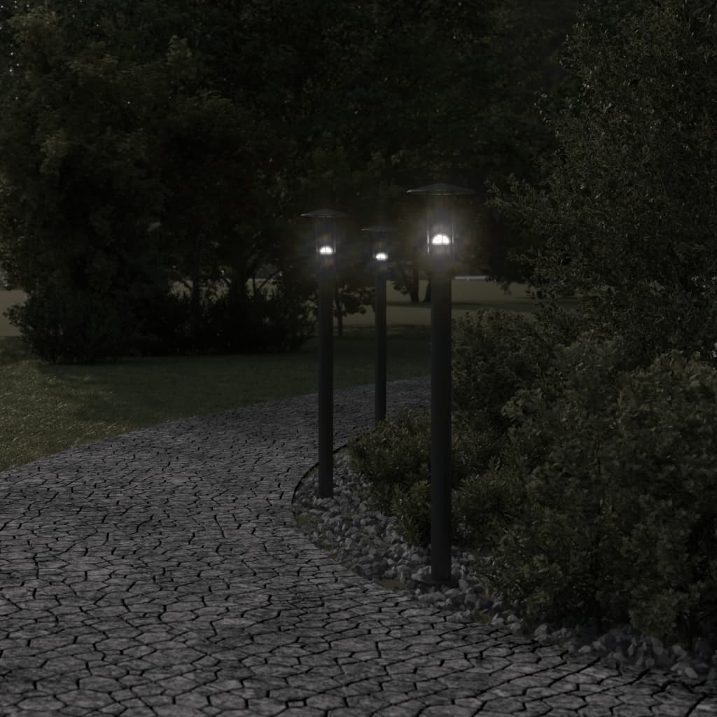 Outdoor Floor Lamps 3 pcs Black 100 cm in Stainless Steel