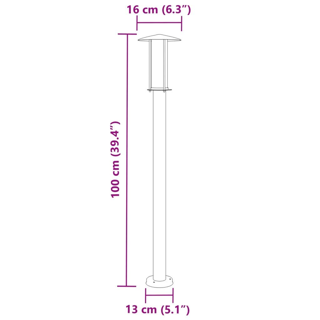 Lampade da Terra per Esterni 3 pz Nere 100 cm in Acciaio Inox - homemem39