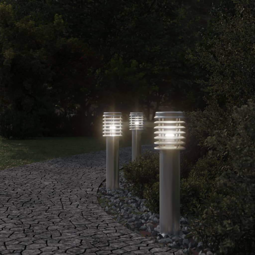 Silver Outdoor Floor Lamp 60 cm in Stainless Steel