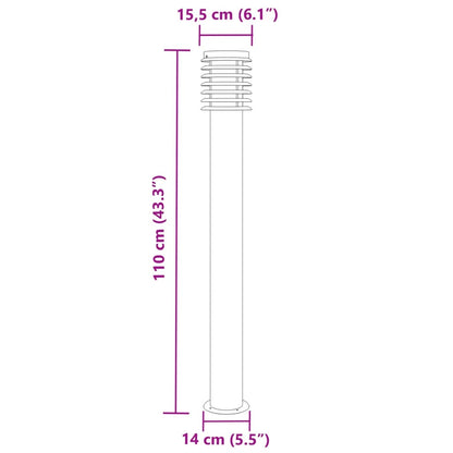 Silberne Außenstehleuchte 110 cm aus Edelstahl