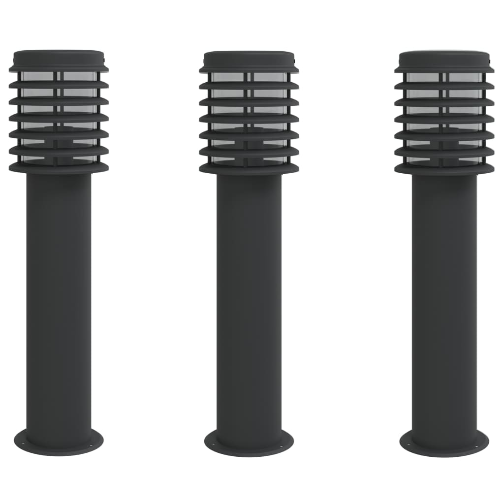 Outdoor Floor Lamps 3 pcs Black 60 cm in Stainless Steel