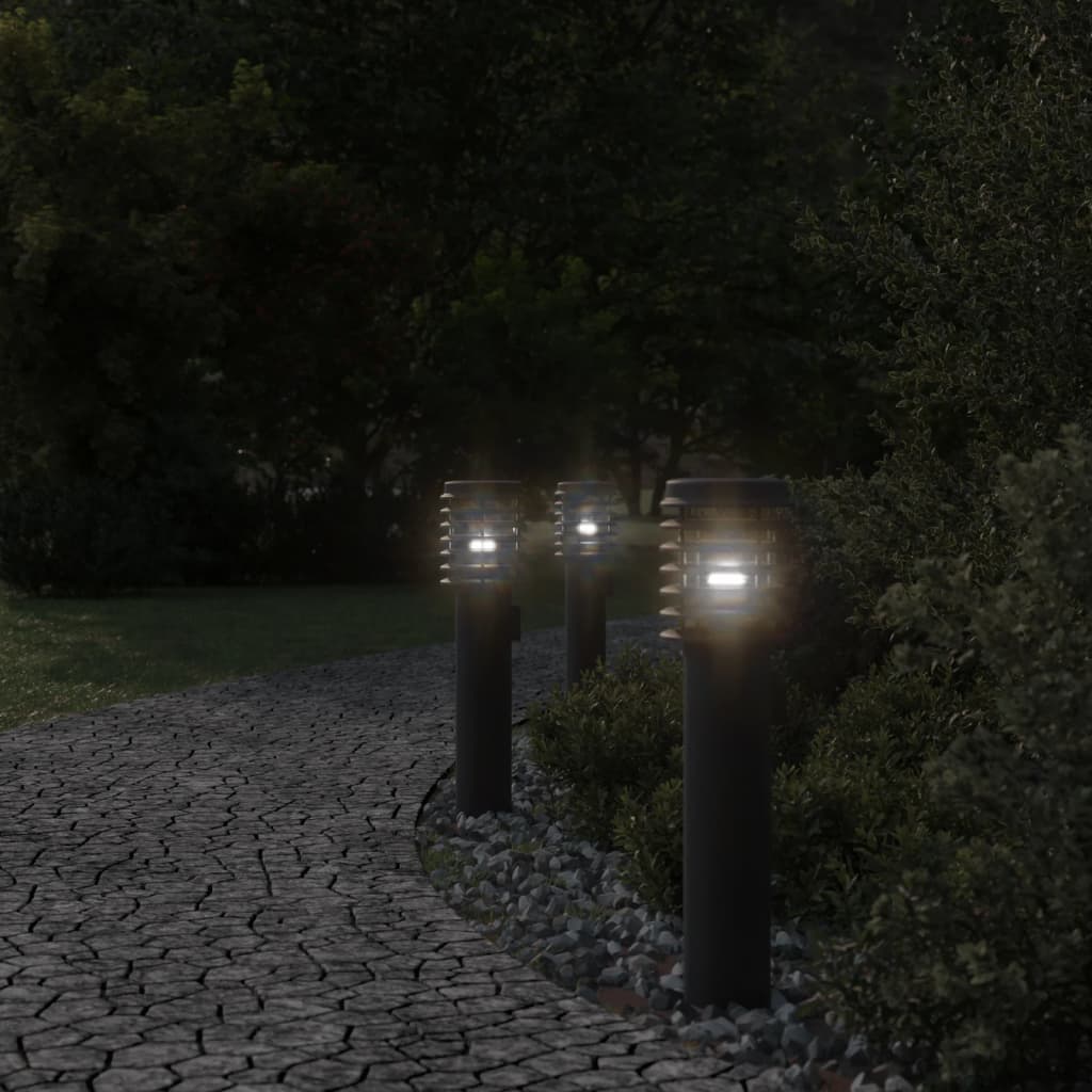 Outdoor Floor Lamps 3 pcs Black 60 cm in Stainless Steel