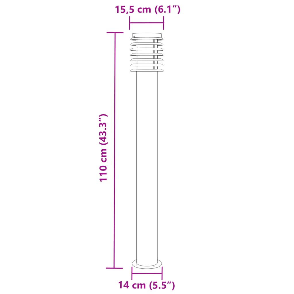 Silver Outdoor Floor Lamp 110 cm in Stainless Steel