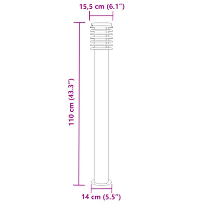 Silver Outdoor Floor Lamp 110 cm in Stainless Steel