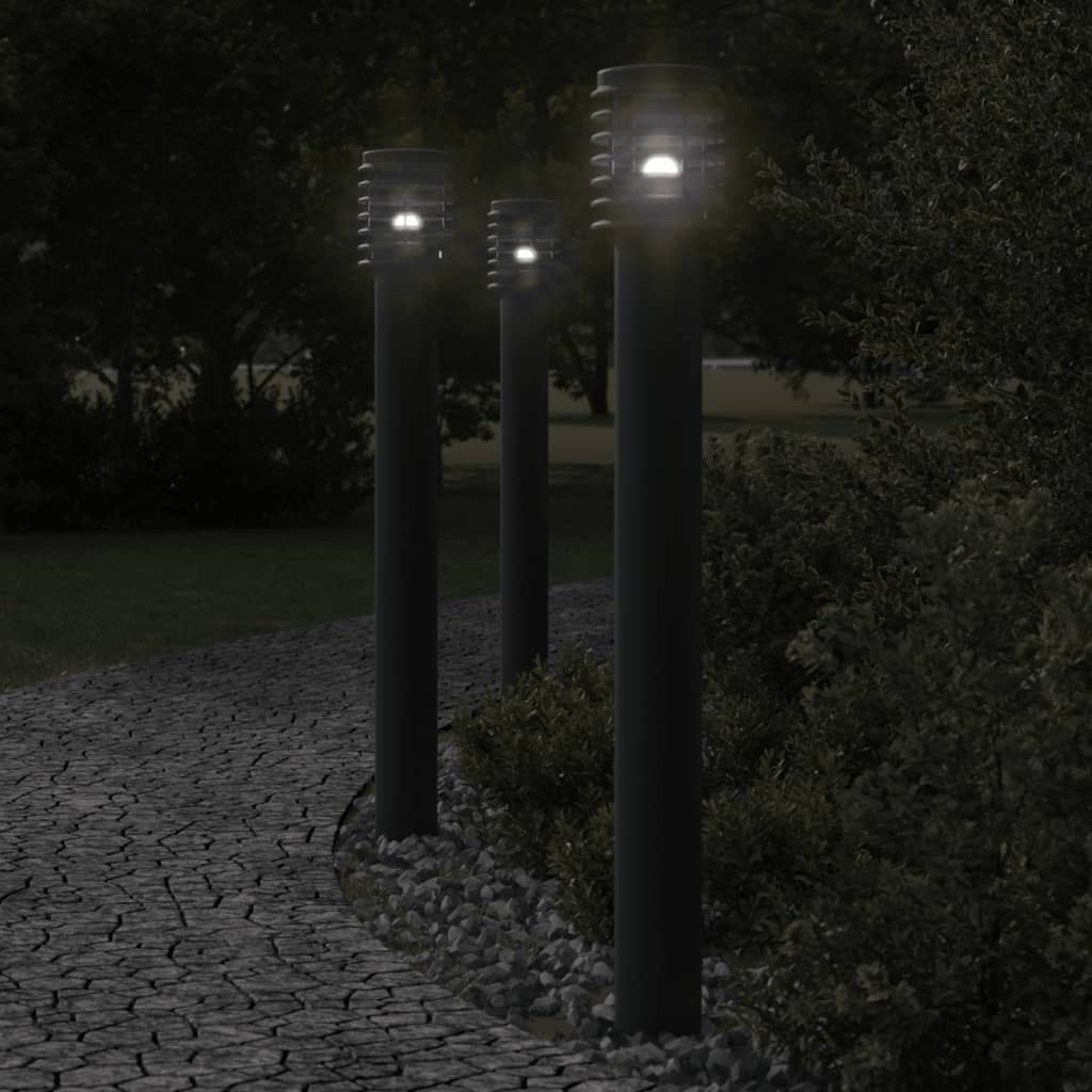 Silver Outdoor Floor Lamp 110 cm in Stainless Steel