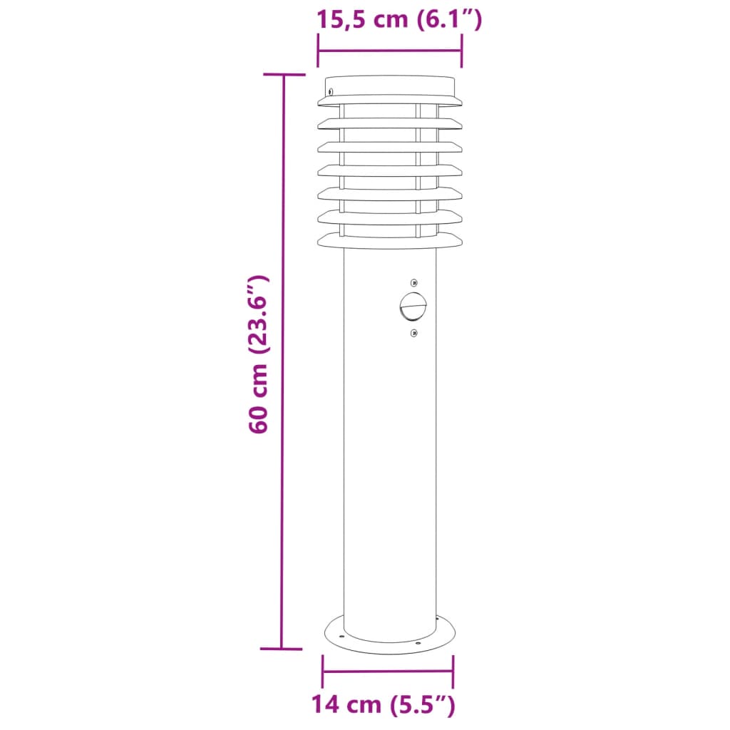 Lampada da Terra per Esterni Sensore Argento 60 cm in Acciaio