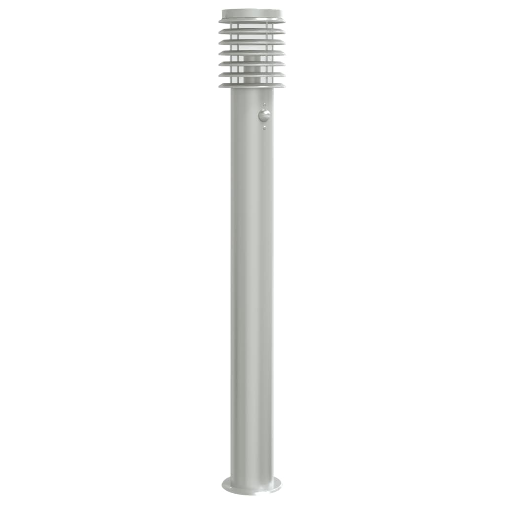 Outdoor Floor Lamp Silver Sensor 110 cm in Steel