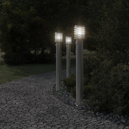 Outdoor Floor Lamp Silver Sensor 110 cm in Steel