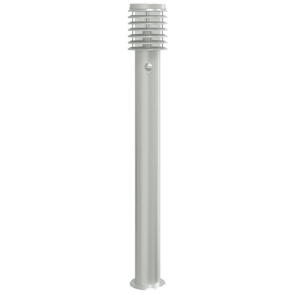 Outdoor Floor Lamp Silver Sensor 110 cm in Steel
