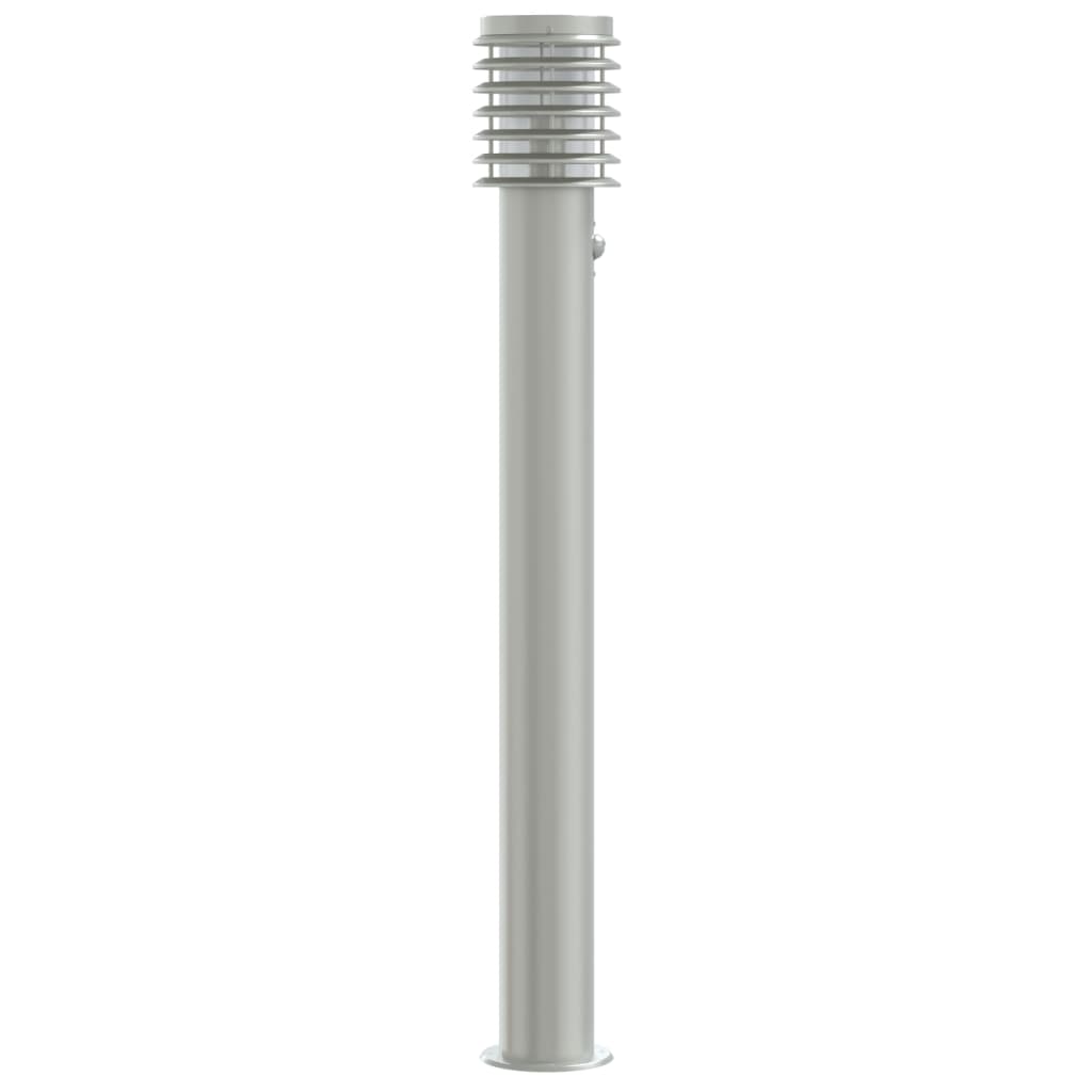 Outdoor Floor Lamp Silver Sensor 110 cm in Steel